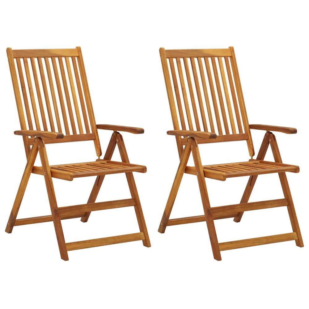 Garden Chair Set of 2 Green cushions, Natural wood. Picture 2