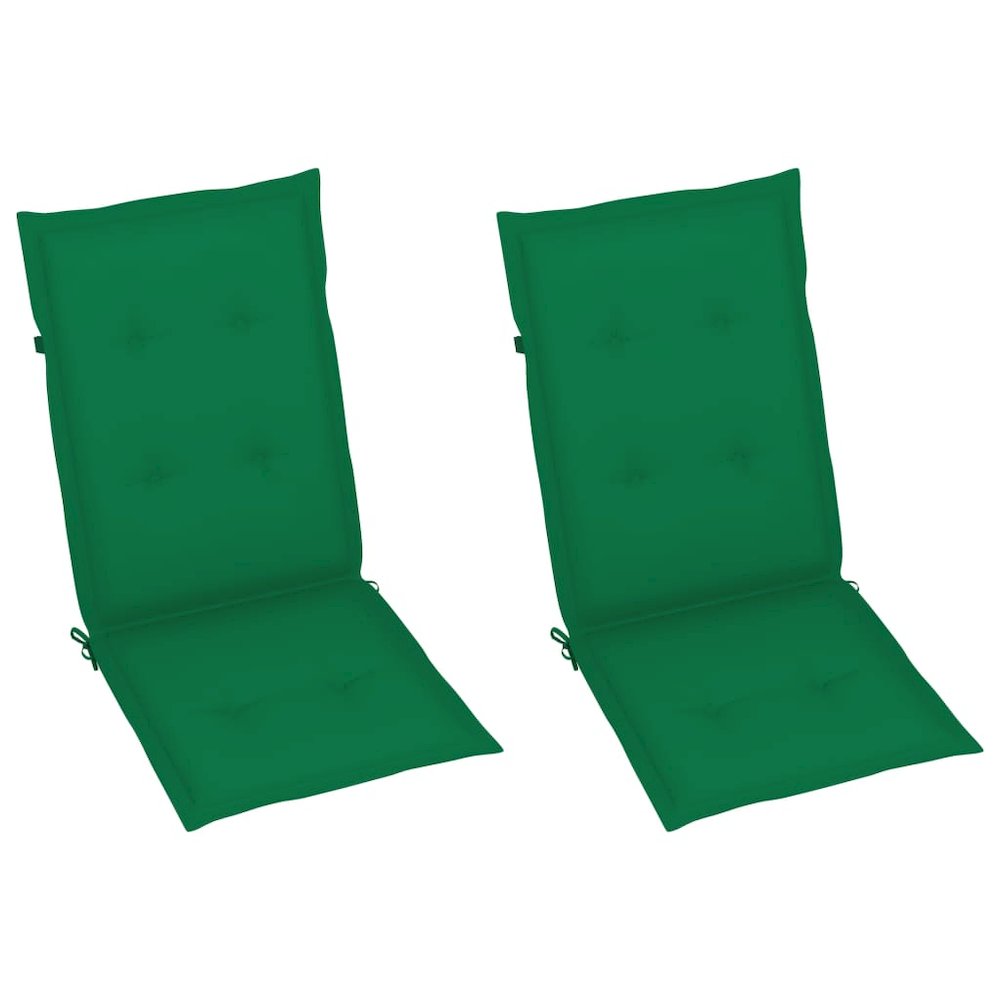 Garden Chair Set of 2 Green cushions, Natural wood. Picture 6