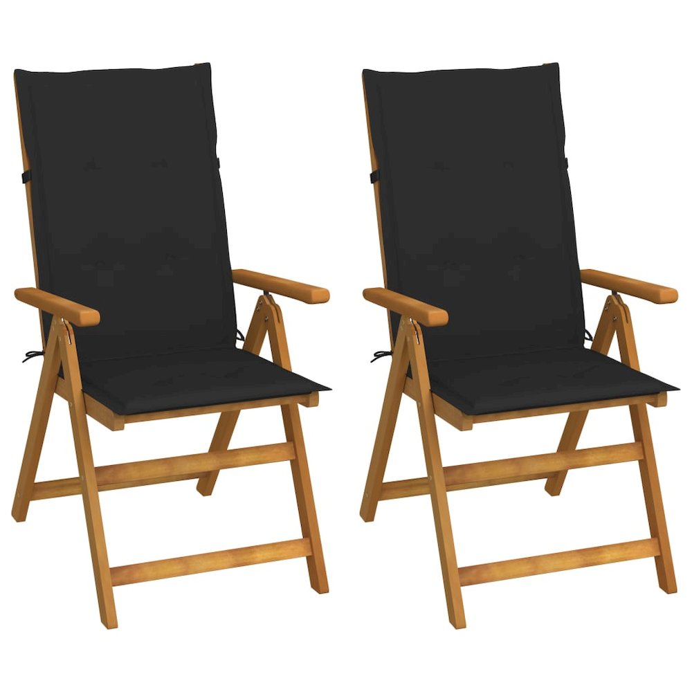 Garden Chair Set of 2 Black, Brown. Picture 1