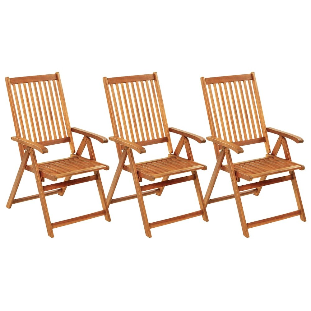 Garden Chair Set of 3 Wooden Brown. Picture 2