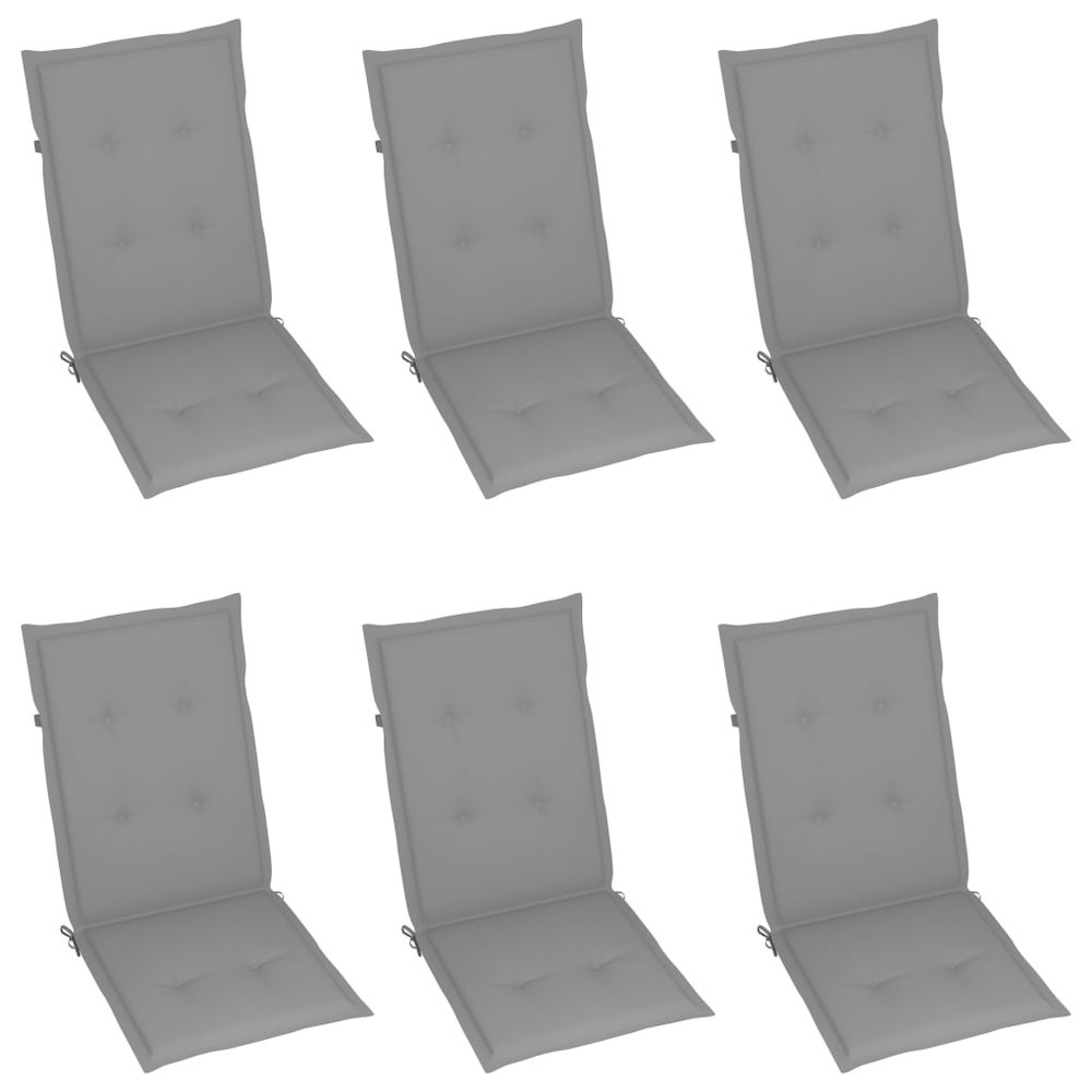 Garden Chair Set of 6 Natural acacia wood, Grey cushion. Picture 6