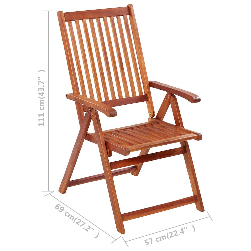 Garden Chair Set of 6 Wood, Black Solid Acacia Wood Medium. Picture 10
