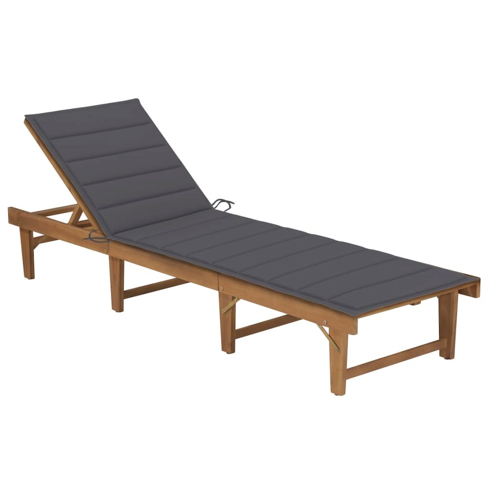 Sun Lounger Anthracite Solid Acacia wood, Fabric (100% polyester). Picture 1