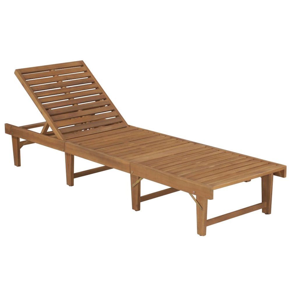 Sun Lounger Anthracite Solid Acacia wood, Fabric (100% polyester). Picture 2