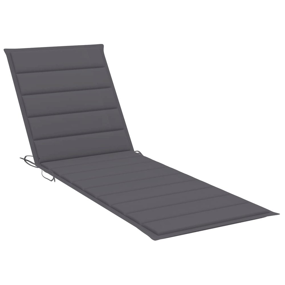 Sun Lounger Anthracite Solid Acacia wood, Fabric (100% polyester). Picture 8
