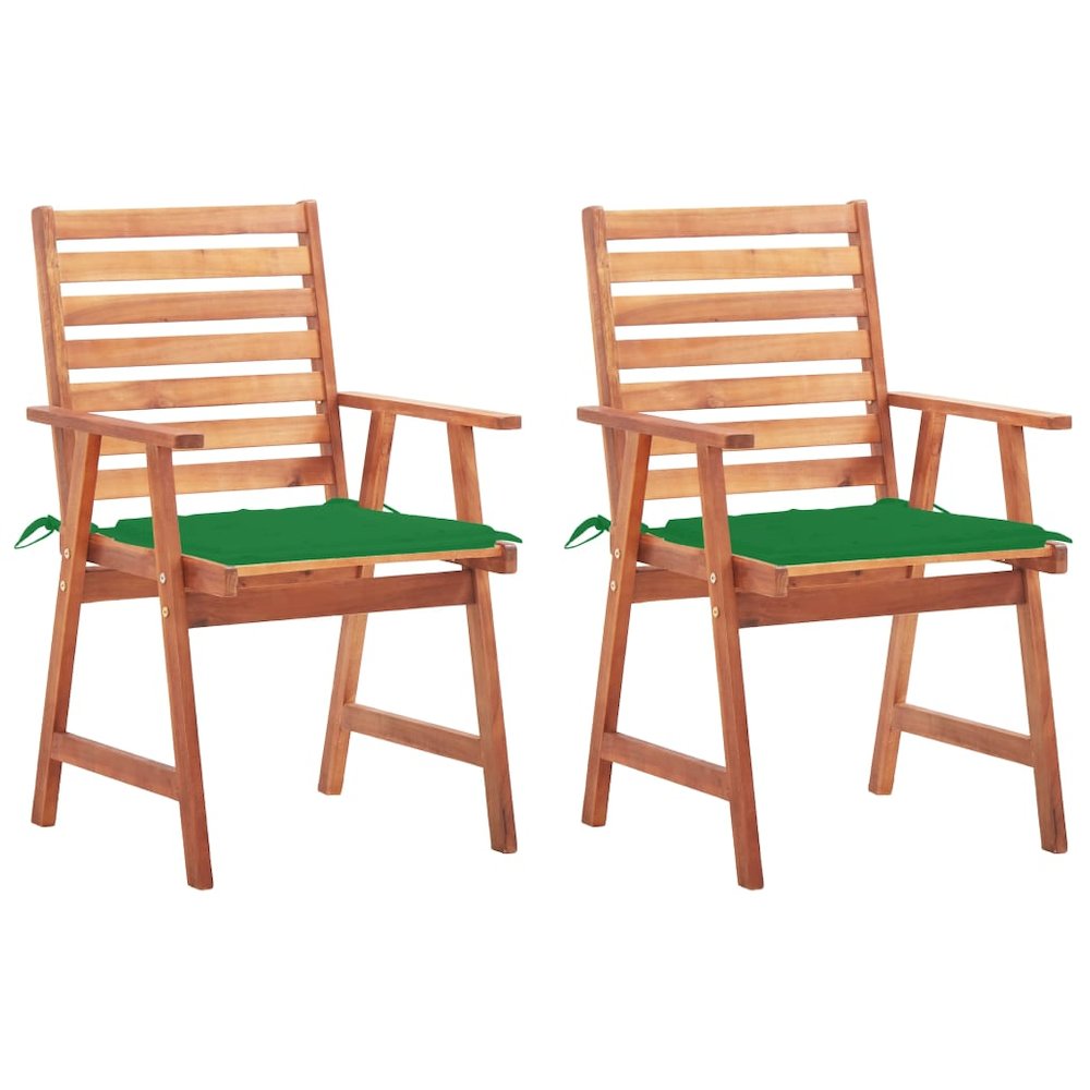 Outdoor Chair Set of 2 Green, Brown. Picture 1