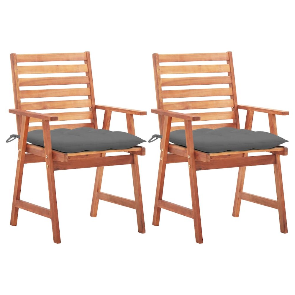 Outdoor Chair Set of 2 Natural Wood Solid Acacia wood Medium. Picture 1