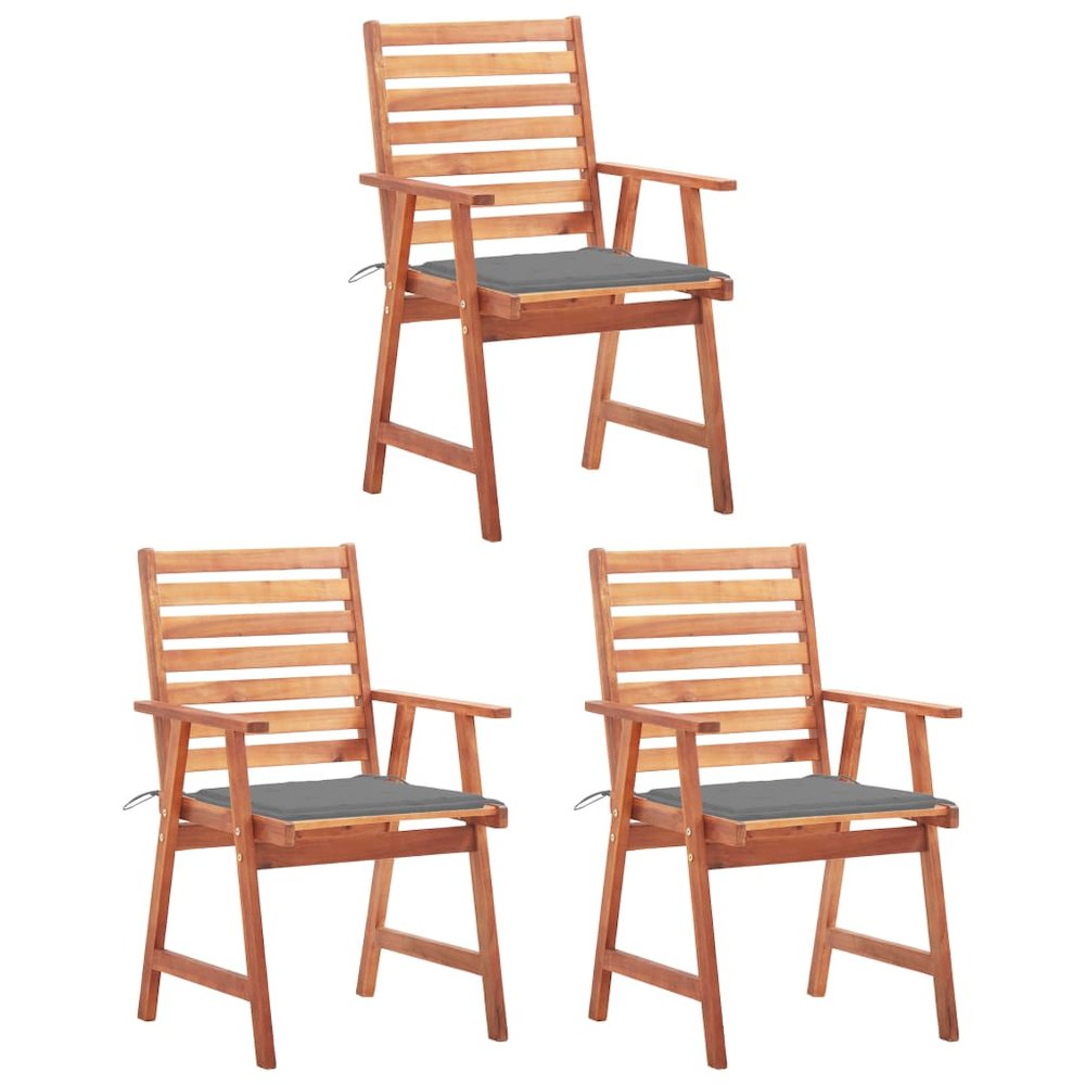 Outdoor Chair Set of 3 Natural Acacia Solid Acacia Wood Standard. Picture 1