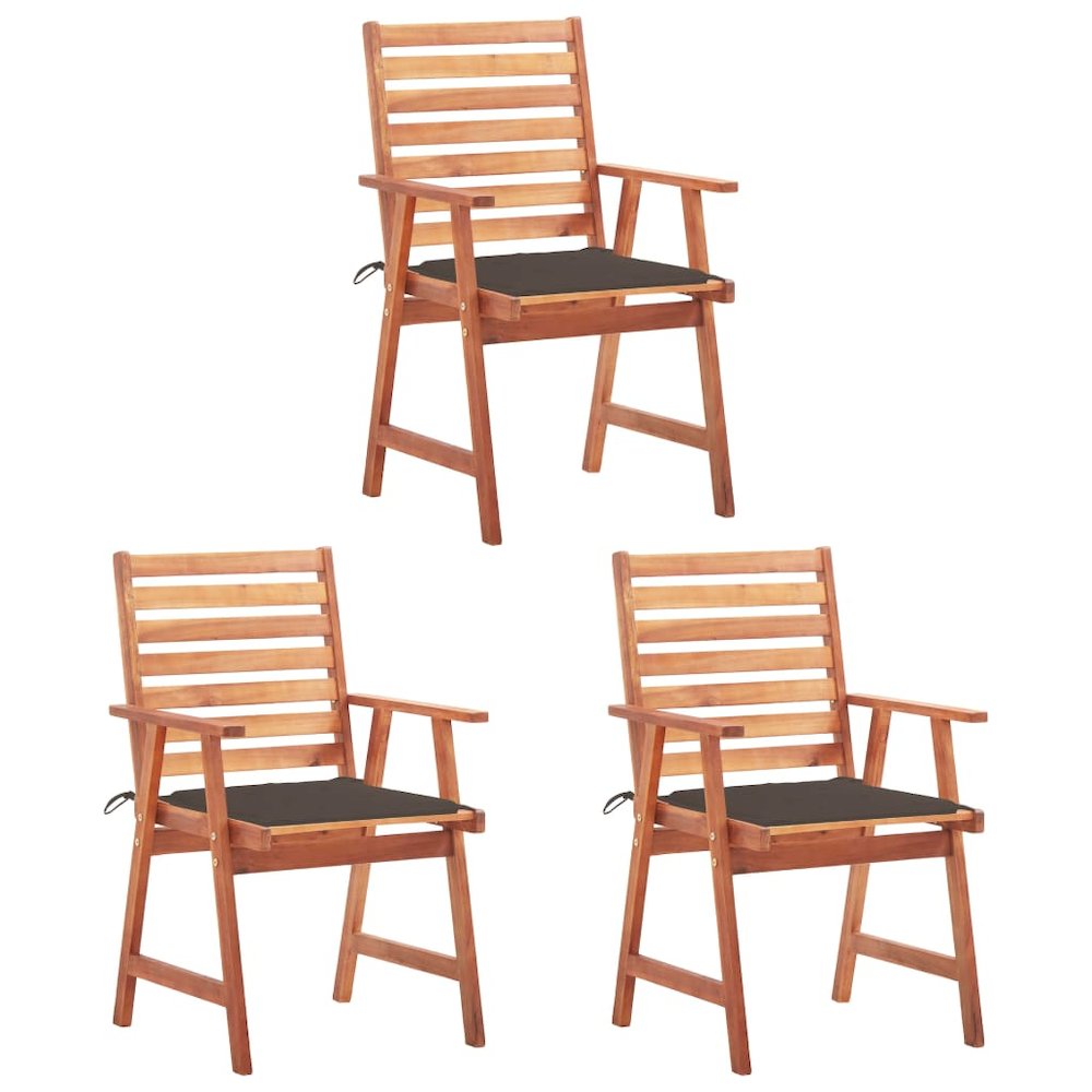 Patio Chair Set of 3 Natural wood, Taupe (Cushion). Picture 1