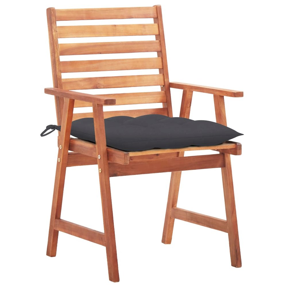 Outdoor Chair Set of 3 Anthracite Solid Acacia wood, Polyester. Picture 2