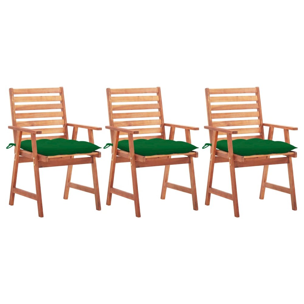 Patio Chair Set of 3 Natural wood Solid Acacia wood Standard. Picture 1