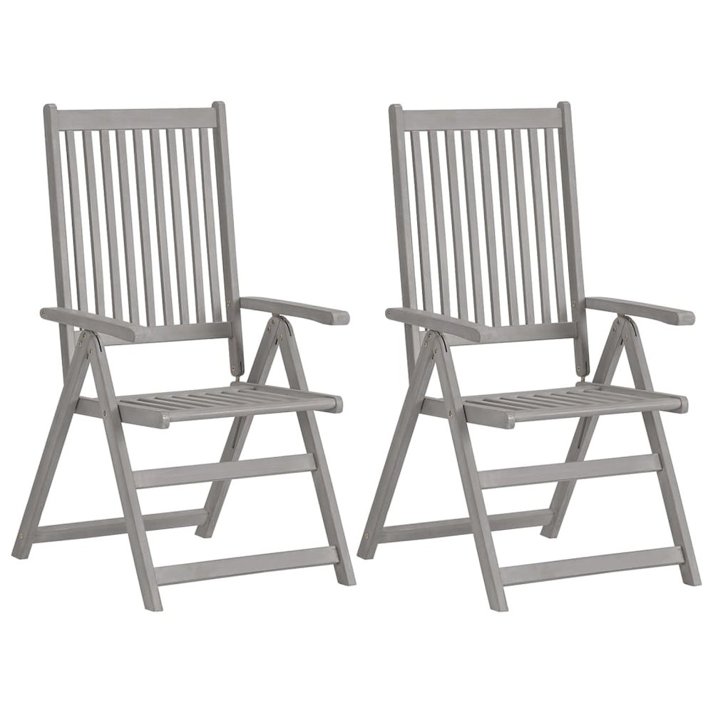 Garden Chair Set of 2 Grey wash, Green cushion Solid acacia wood. Picture 2