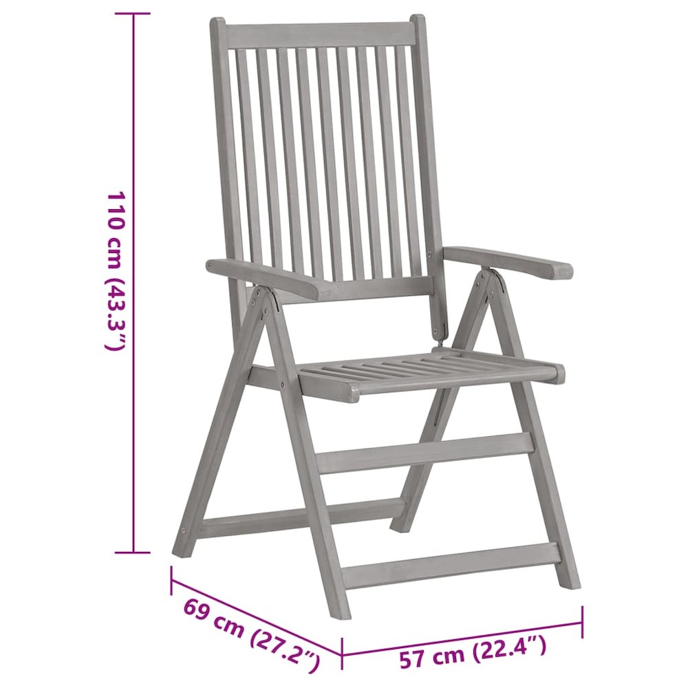 Garden Chair Set of 2 Grey, Red Solid acacia wood, 100% polyester. Picture 10