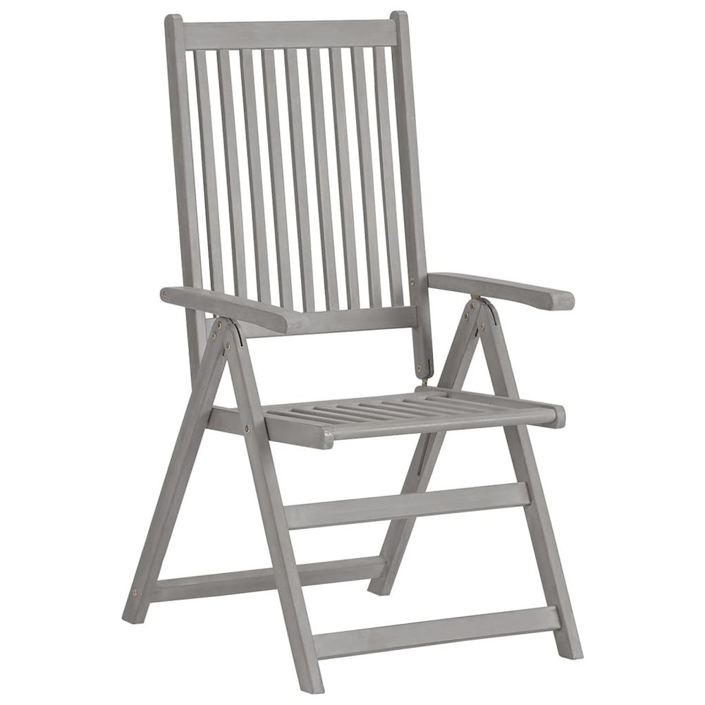 Garden Chair Set of 2 Grey Solid acacia wood Foldable. Picture 3