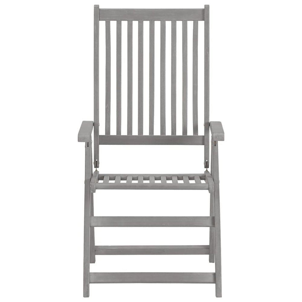 Garden Chair Set of 2 Grey Solid acacia wood Foldable. Picture 4