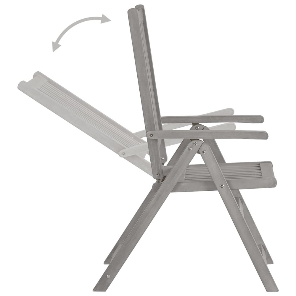 Garden Chair Set of 2 Grey Solid acacia wood Foldable. Picture 5