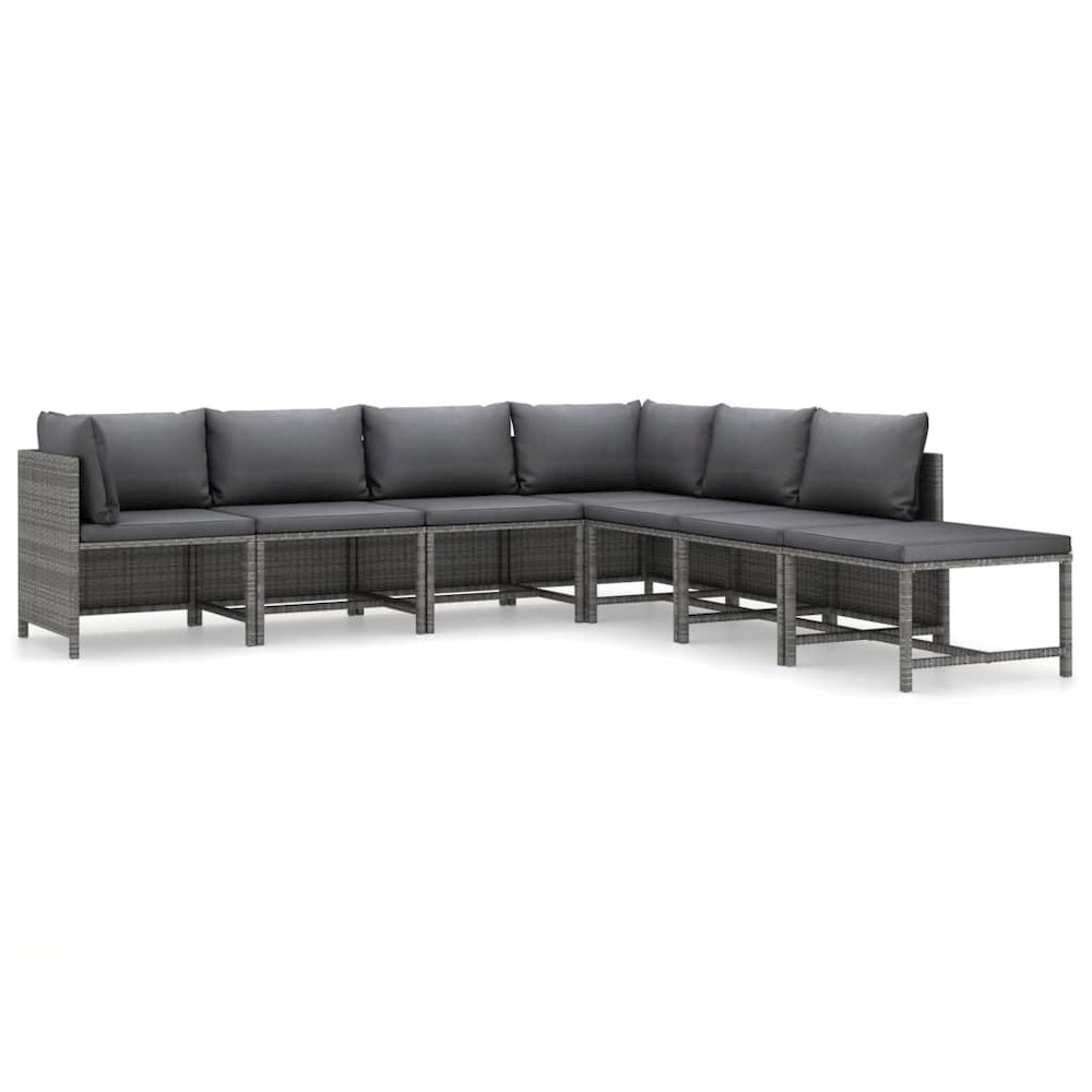 Garden Lounge Set Gray Poly Rattan 7 Piece Set Modular. Picture 2