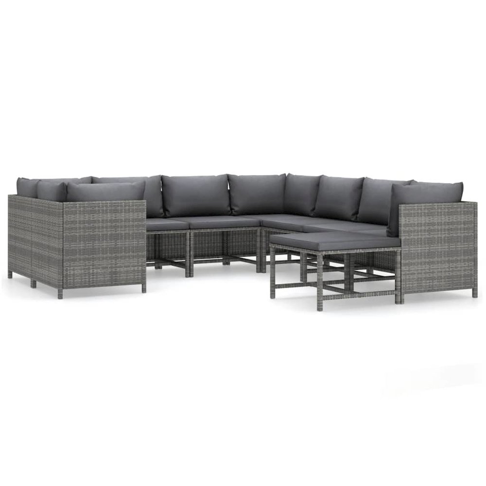 Garden Lounge Set Grey PE Rattan, Powder-Coated Steel Standard. Picture 2