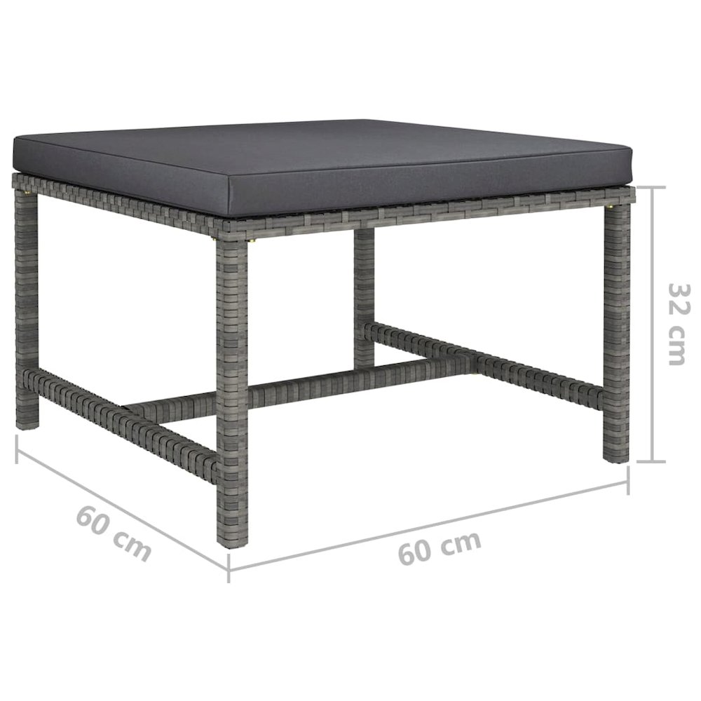 Garden Lounge Set Grey PE Rattan, Powder-Coated Steel Standard. Picture 12