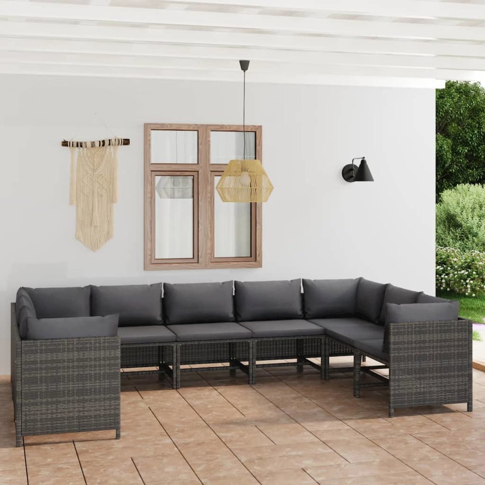 Garden Lounge Set Gray and Charcoal. Picture 1