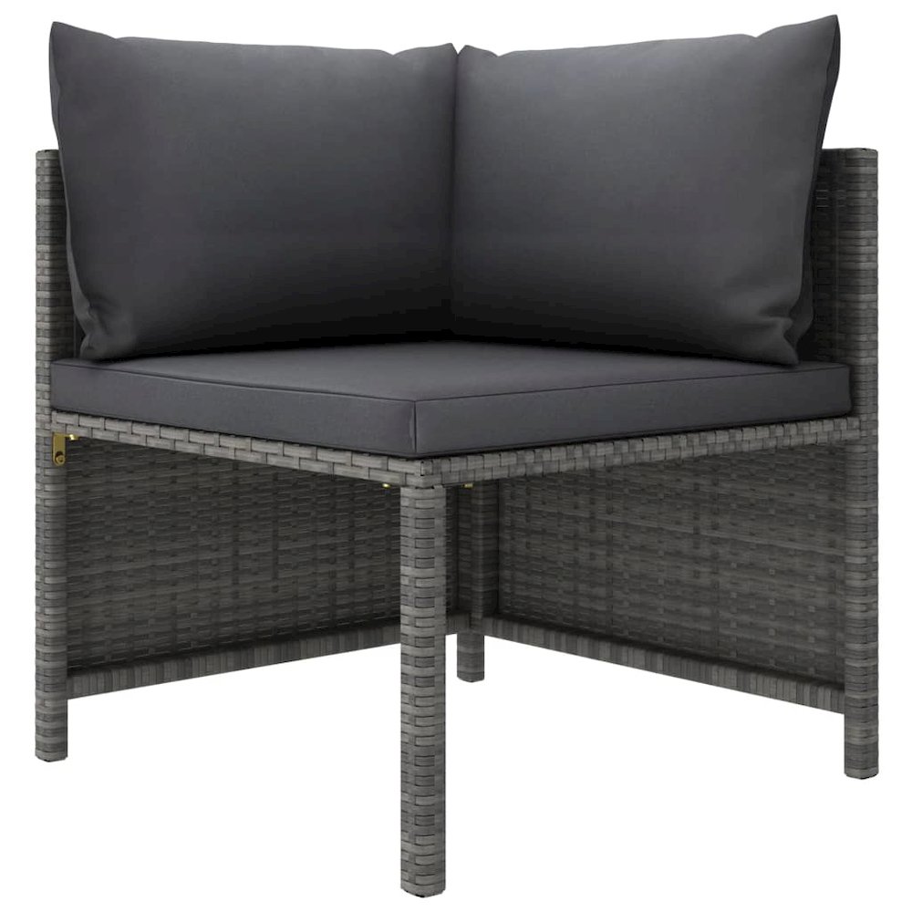 vidaXL 10 Piece Patio Lounge Set with Cushions Poly Rattan Gray. Picture 6