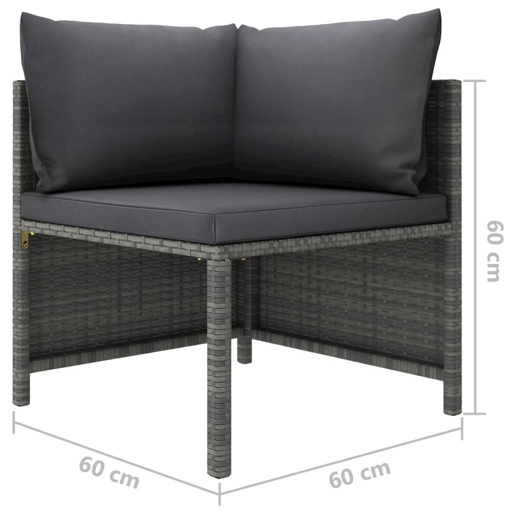 vidaXL 10 Piece Patio Lounge Set with Cushions Poly Rattan Gray. Picture 11