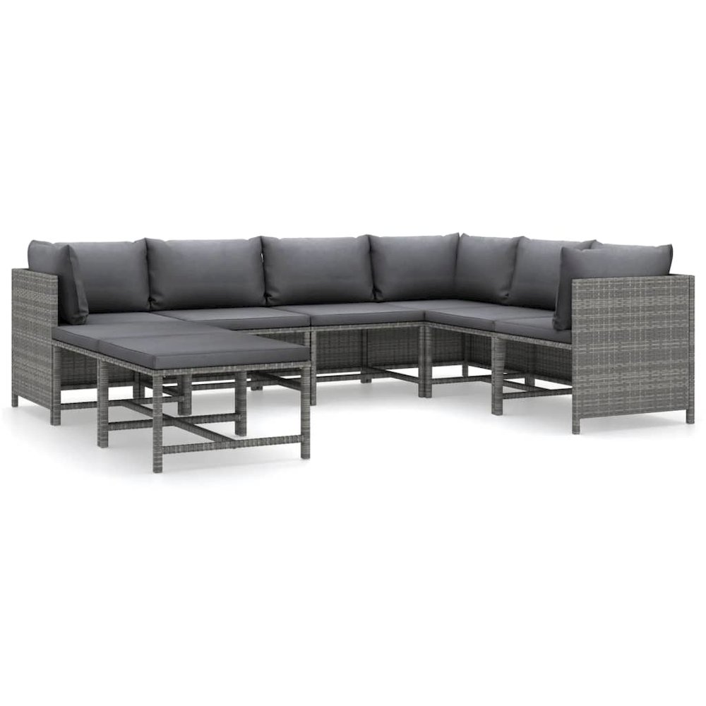 Garden Lounge Set Grey PE rattan, powder-coated steel Medium. Picture 2