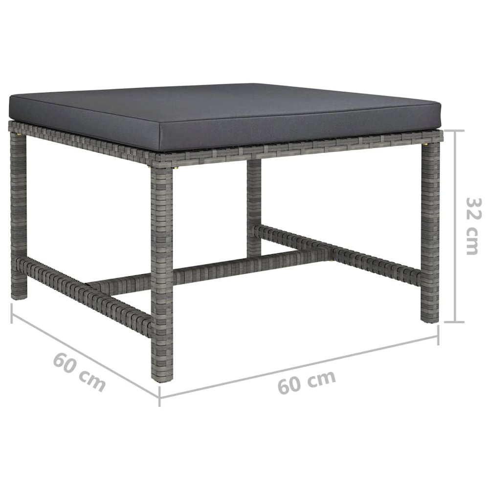 Garden Lounge Set Grey PE rattan, powder-coated steel Medium. Picture 12