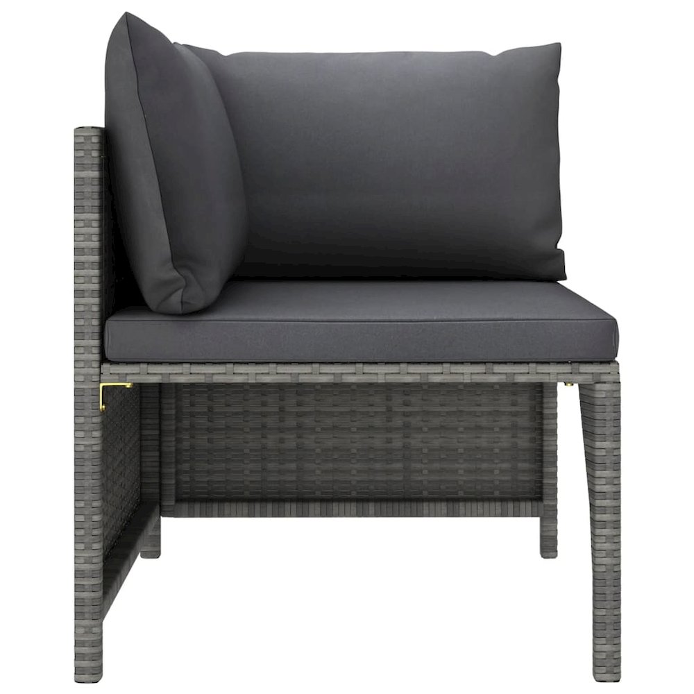 Garden Lounge Set Grey PE (polyethylene) rattan, powder-coated steel. Picture 6