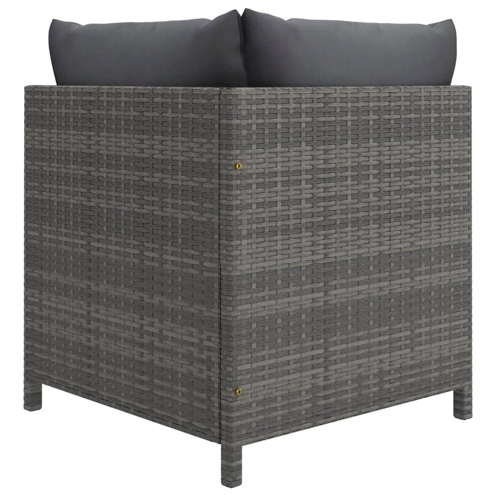 Garden Lounge Set Grey PE (polyethylene) rattan, powder-coated steel. Picture 7
