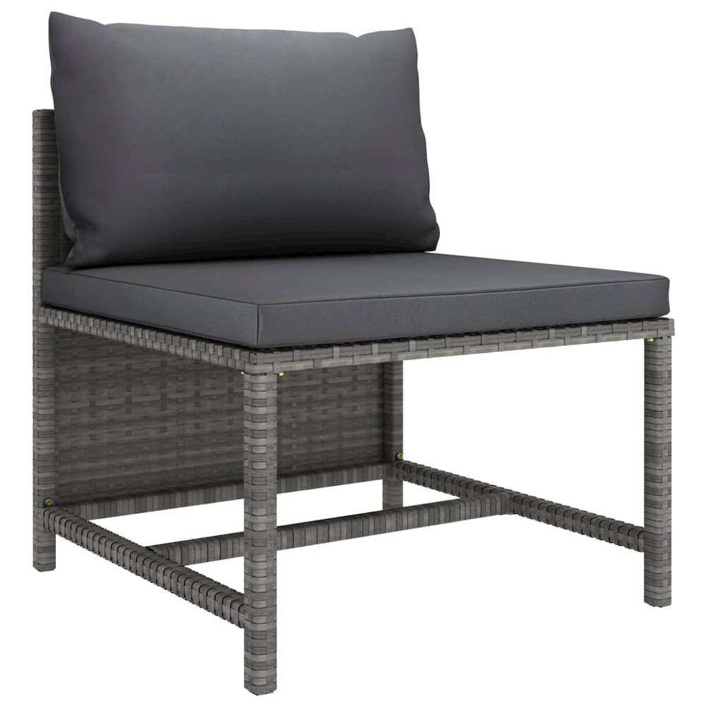 Garden Lounge Set Grey PE (polyethylene) rattan, powder-coated steel. Picture 8