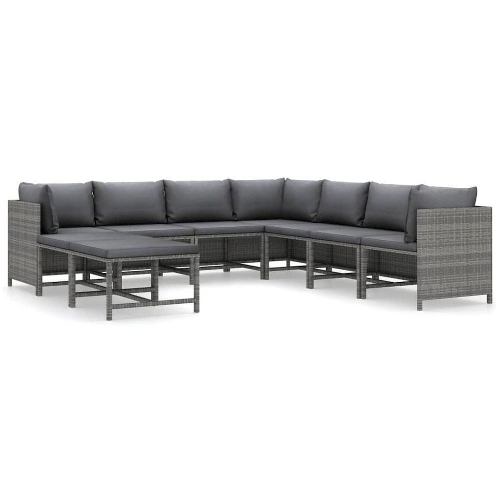 Garden Lounge Set Grey PE Rattan 9 Piece Set Modular. Picture 2