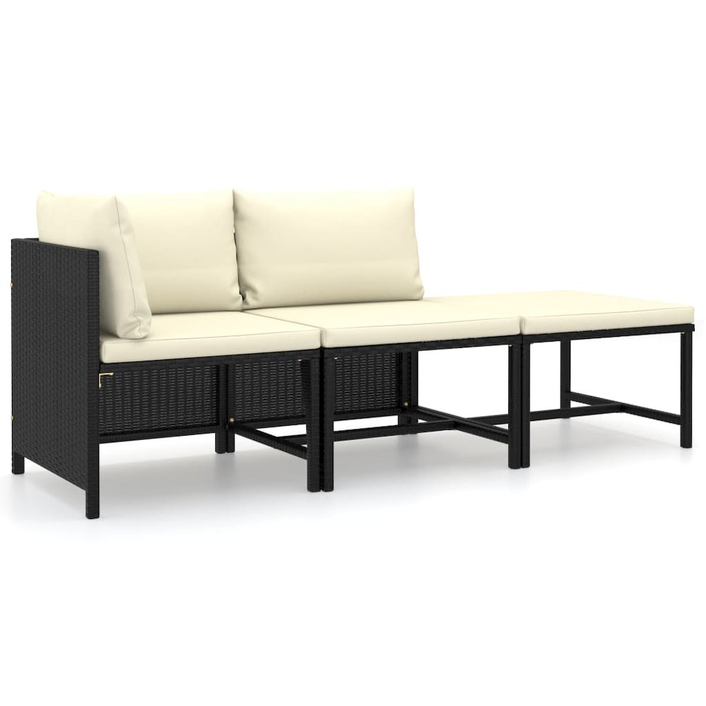 Garden Lounge Set Black, Cream White. Picture 2