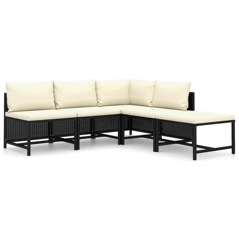 Garden Lounge Set Black, Cream white. Picture 2