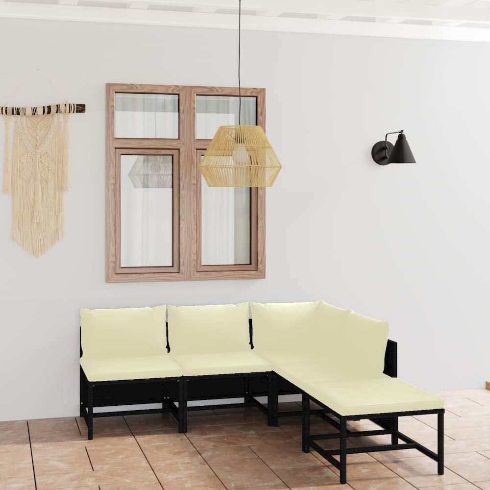 Garden Lounge Set Black, Cream white. Picture 1