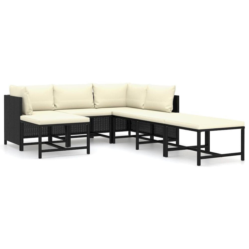 vidaXL 7 Piece Garden Lounge Set with Cushions Poly Rattan Black 9790. Picture 2