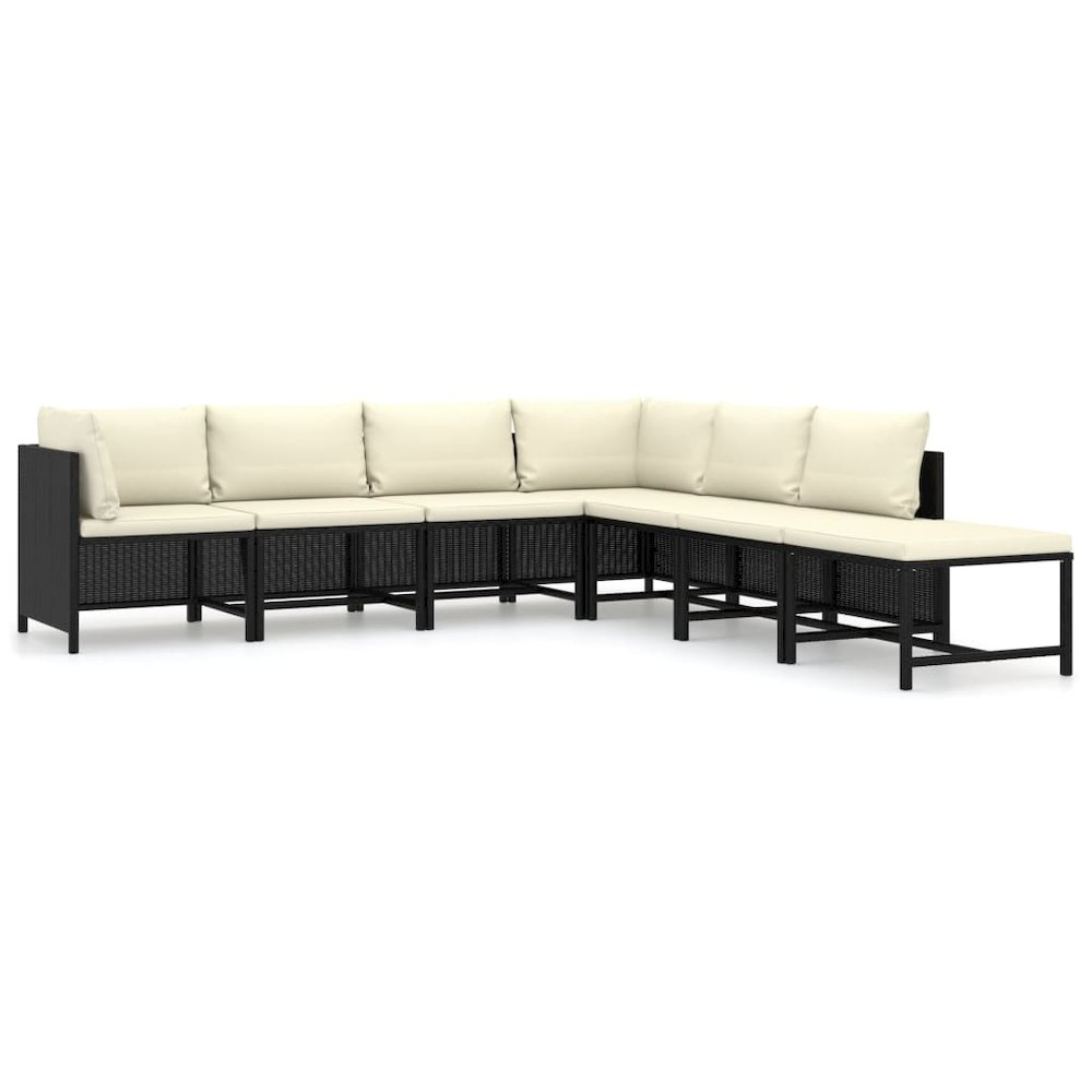 Garden Lounge Set Black frame with cream white cushions. Picture 2