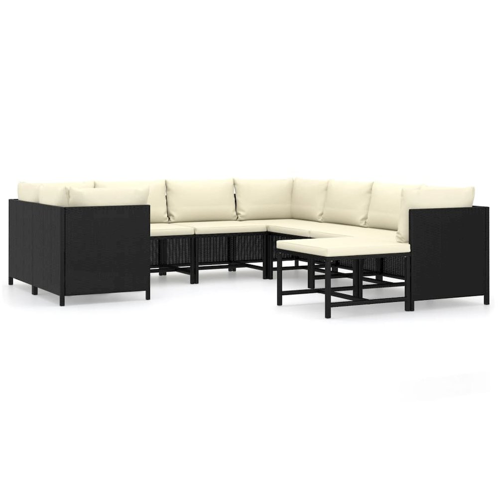 Garden Lounge Set Black, Cream White. Picture 2
