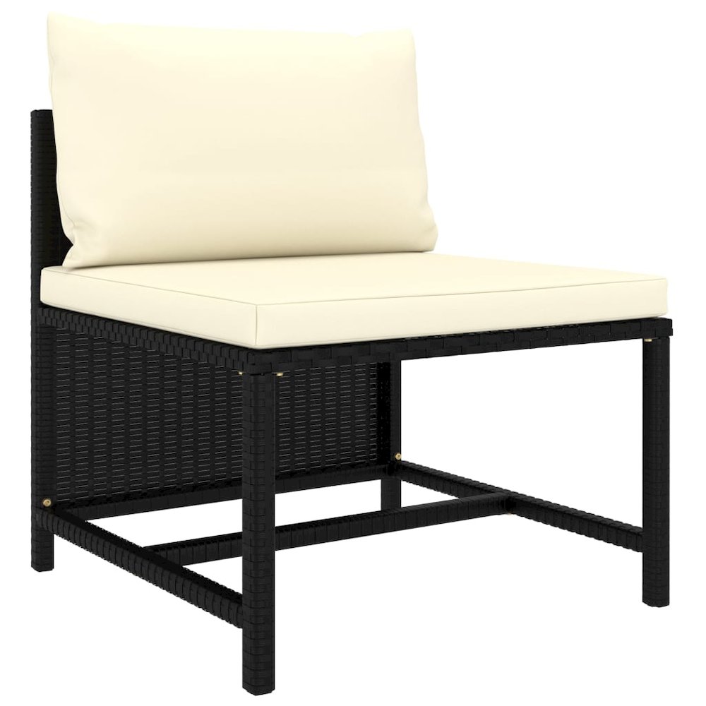 vidaXL 9 Piece Garden Lounge Set with Cushions Poly Rattan Black 9794. Picture 5