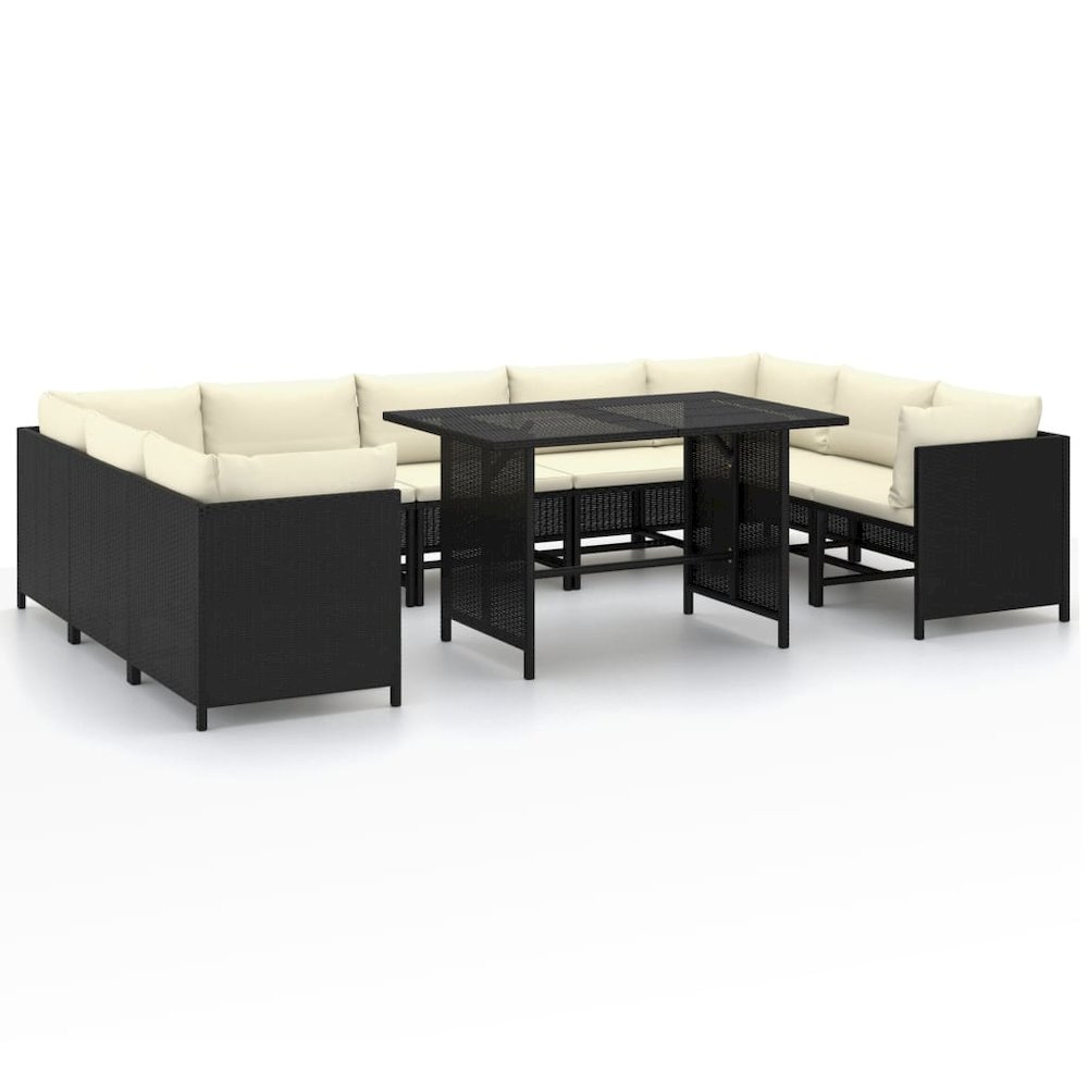 Garden Lounge Set Black, Cream white. Picture 2