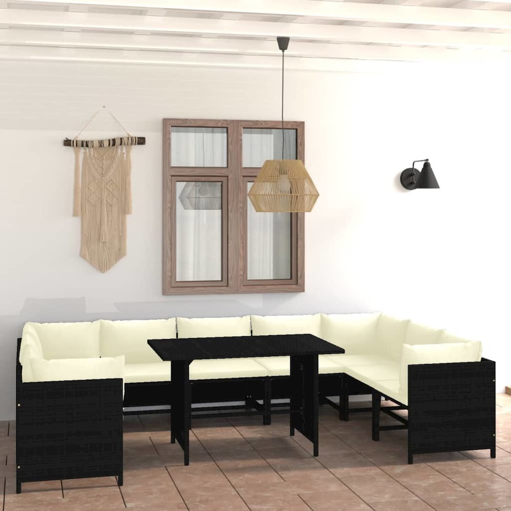 Garden Lounge Set Black, Cream white. Picture 1
