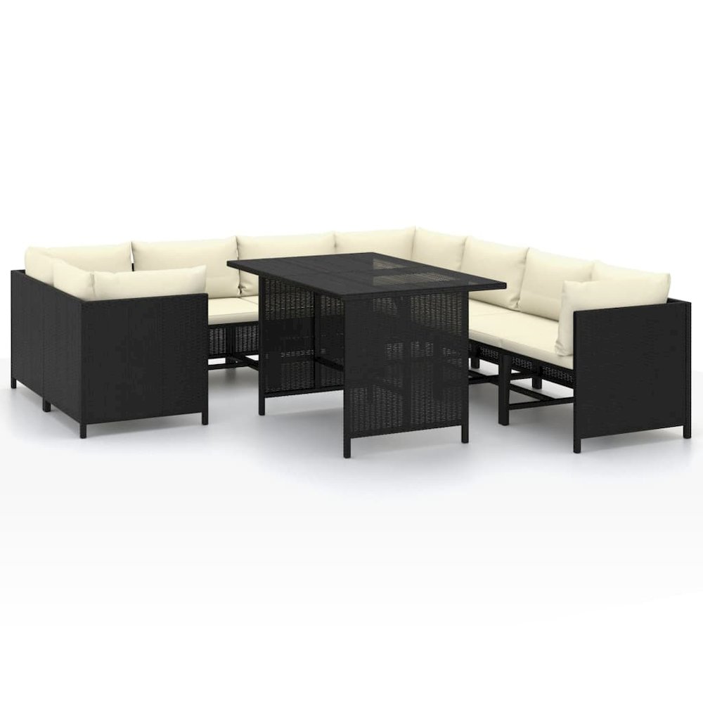 Garden Lounge Set Black, Cream White. Picture 2