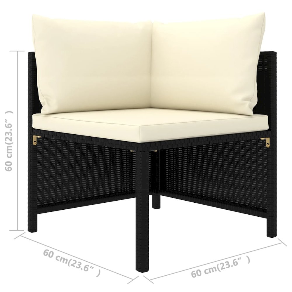Garden Lounge Set Black, Cream White. Picture 11