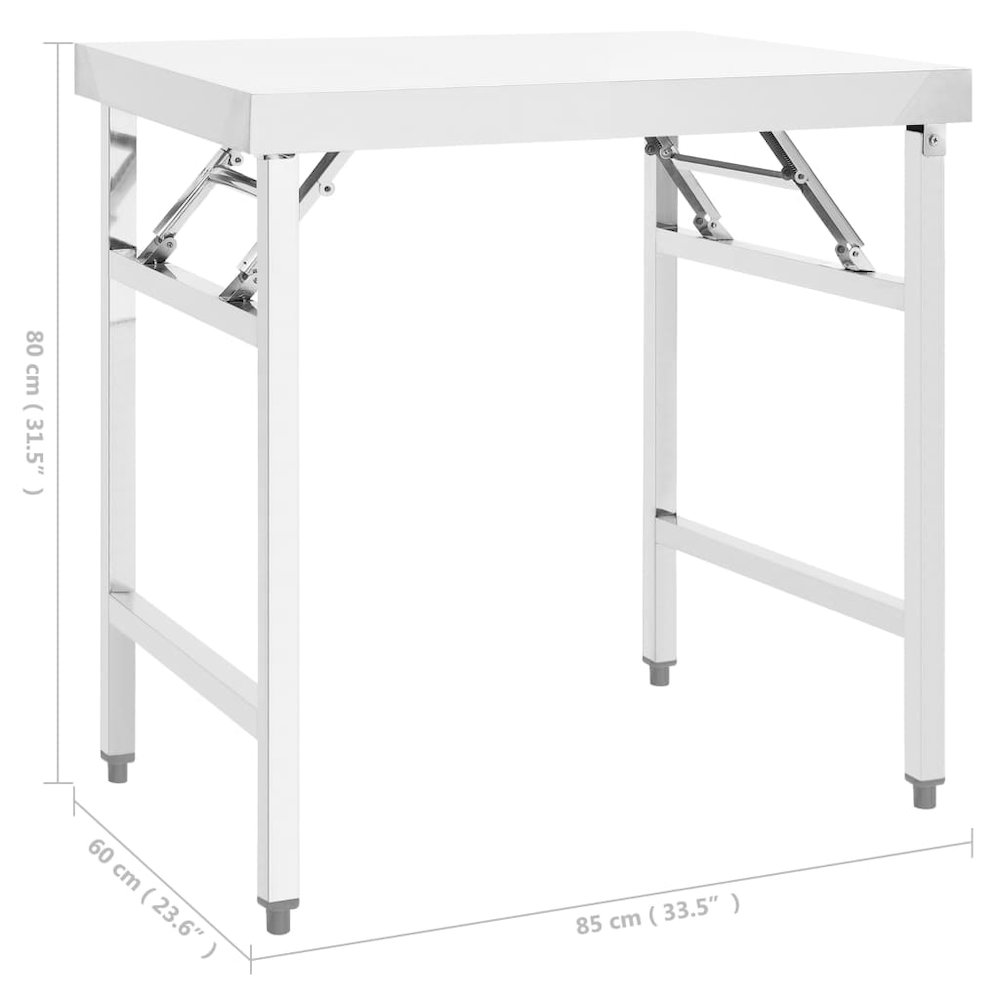 Kitchen Folding Work Table 34"x24"x32" Stainless Steel. Picture 7