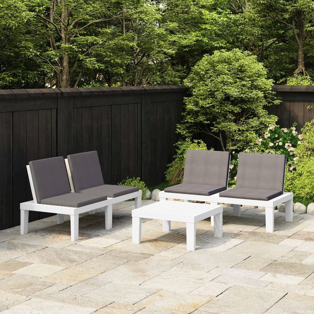 Garden Lounge Set White, Anthracite. Picture 1