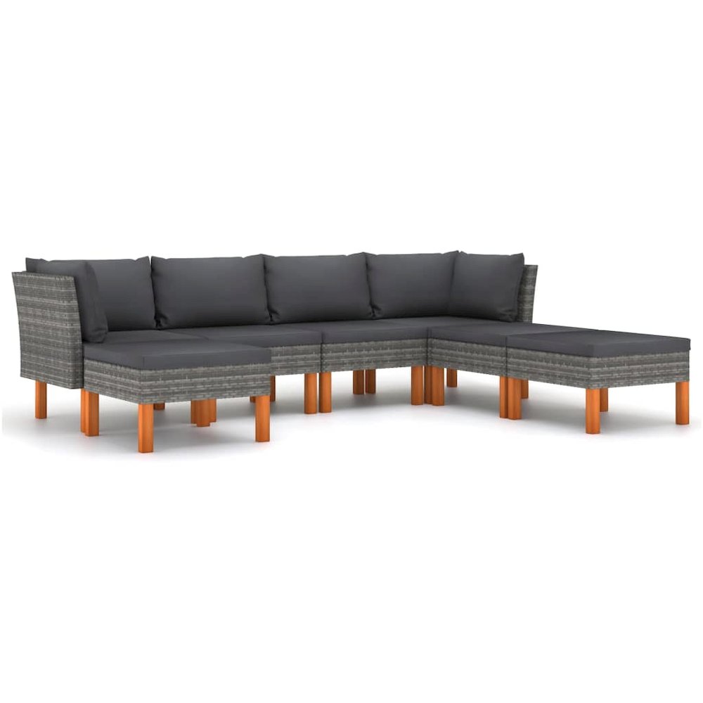 Garden Lounge Set Gray PE rattan Medium Light Weight. Picture 2