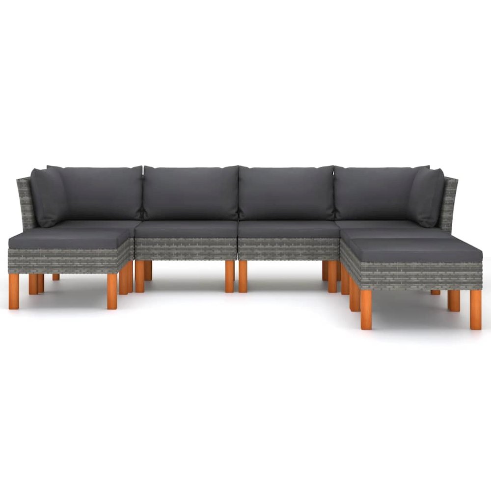 Garden Lounge Set Gray PE rattan Medium Light Weight. Picture 3