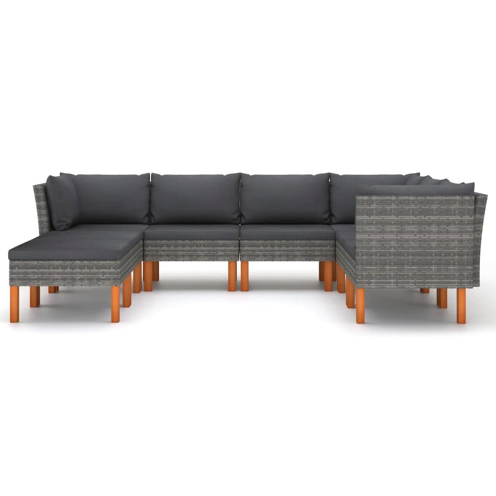 Garden Lounge Set Grey PE rattan Large Removable Covers. Picture 3