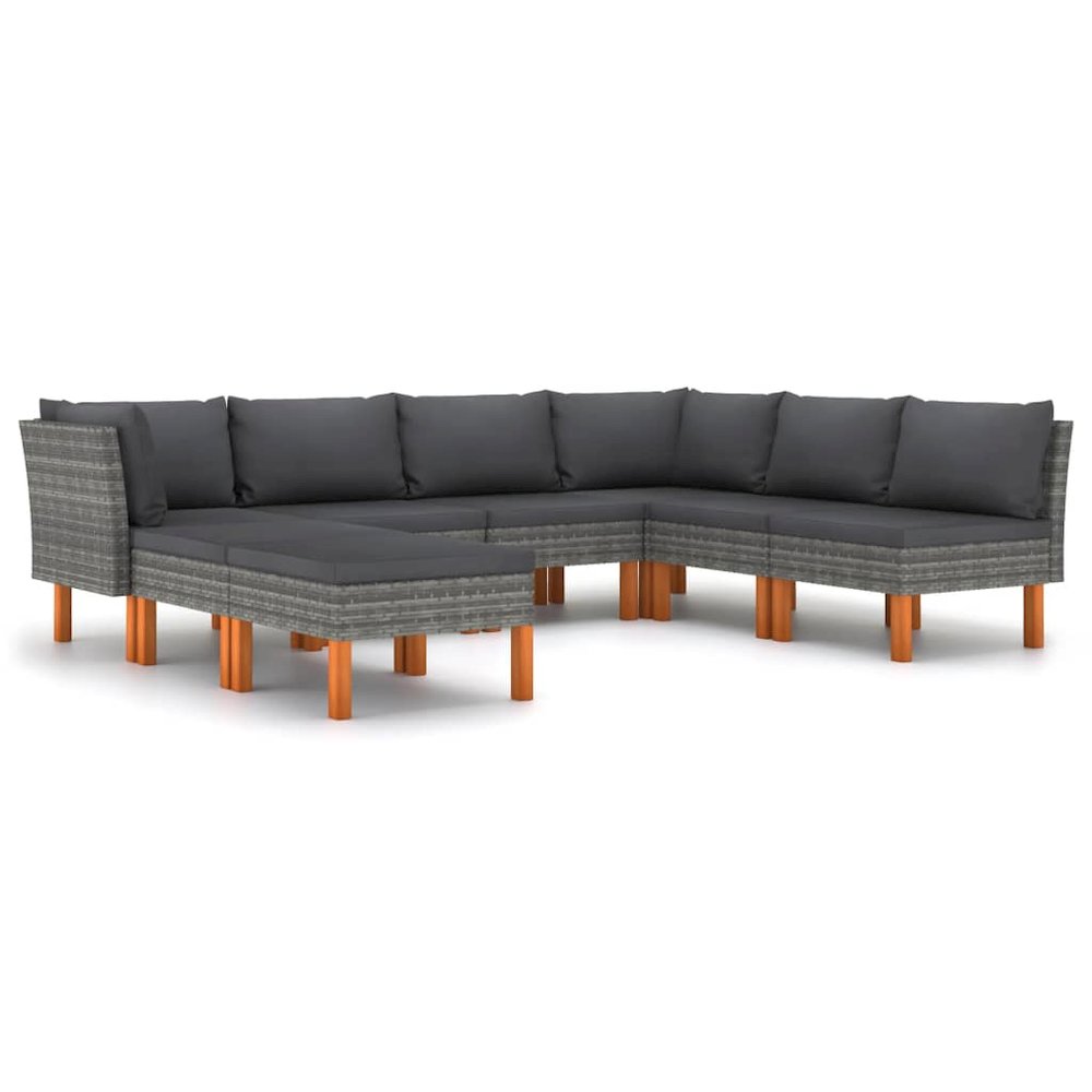 Garden Lounge Set Grey PE Rattan Standard Modular. Picture 2