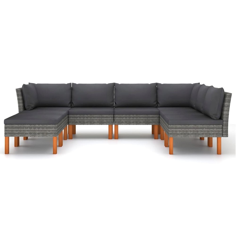 Garden Lounge Set Grey PE Rattan Standard Modular. Picture 3